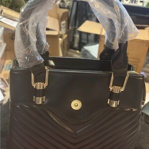 Chic Black Chevron Shoulder Bag